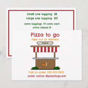 Pizza Take Out, Delivery eller Food Truck platt me Meny