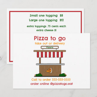 Pizza Take Out, Delivery eller Food Truck platt me Meny