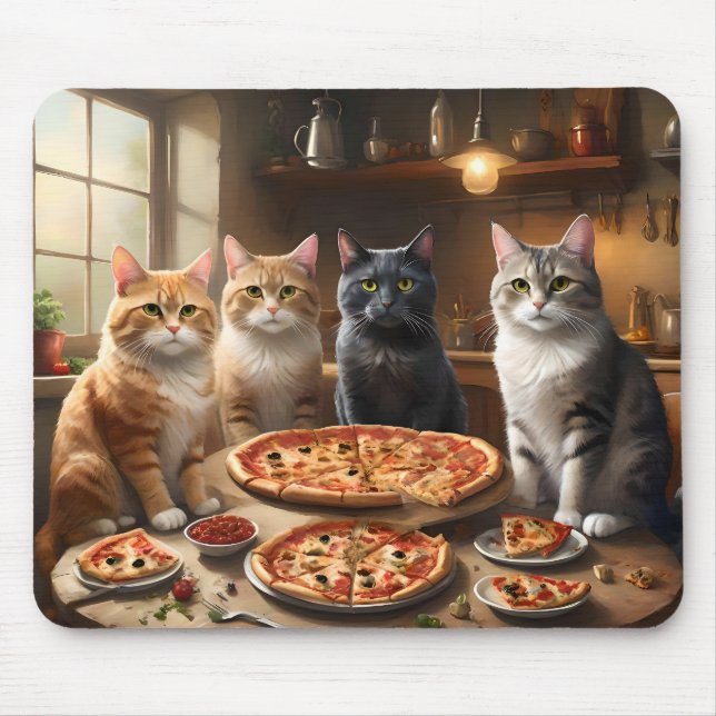 "Pizza Tass-ty: Fyra katter Gräver in!" Musmatta (Framsidan)