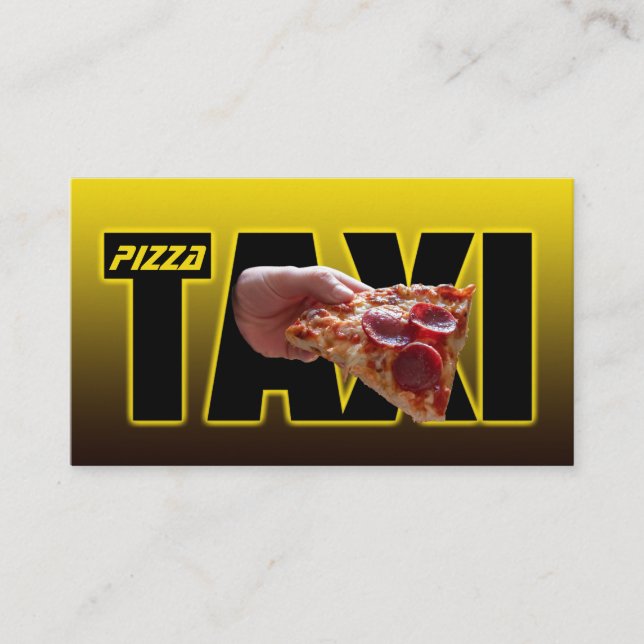 Pizza taxi pizzaleveransservice taxi pizzabytt visitkort (Framsida)