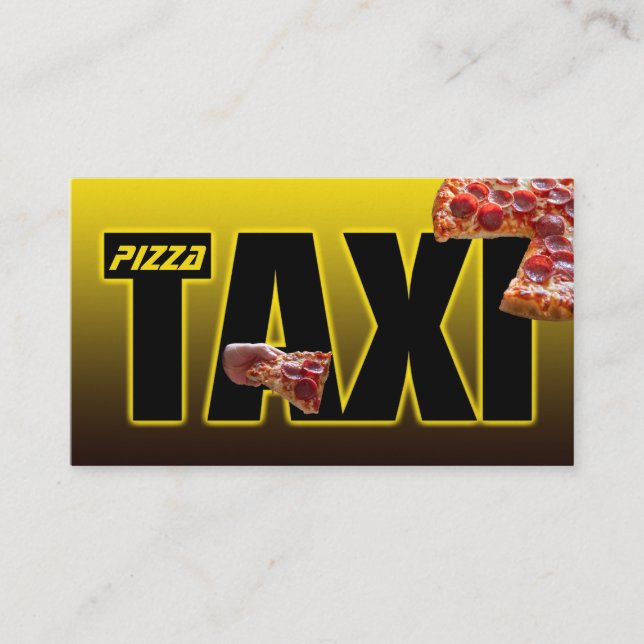 Pizza taxi pizzaleveransservice taxi pizzabytt visitkort (Framsida)