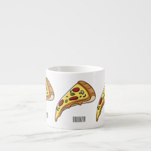 Pizza-tecknad - illustration espressomugg