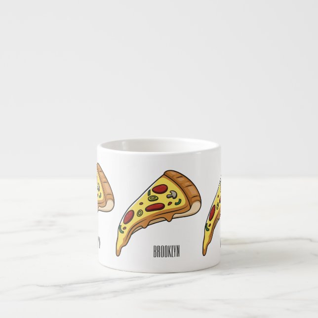Pizza-tecknad - illustration espressomugg (Framsidan)
