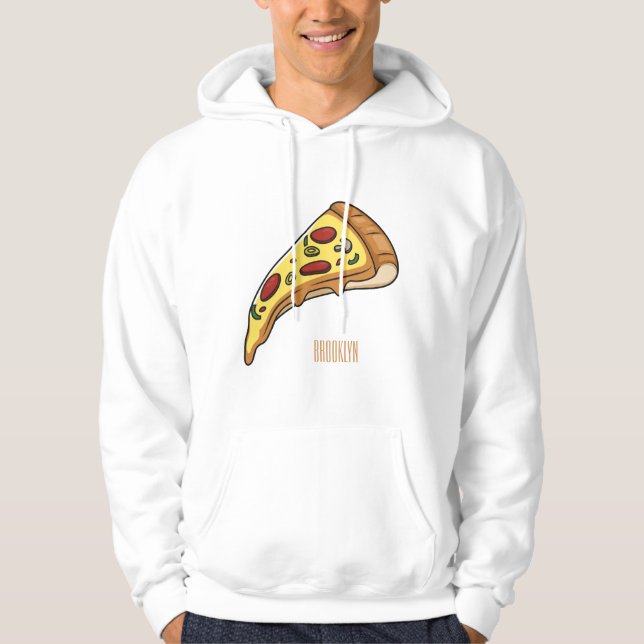 Pizza-tecknad - illustration hoodie (Framsida)