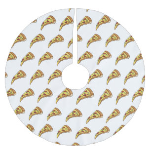 Pizza-tecknad - illustration julgransmatta borstad polyester