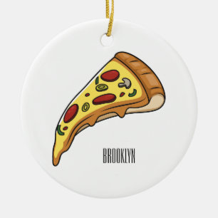 Pizza-tecknad - illustration julgransprydnad keramik