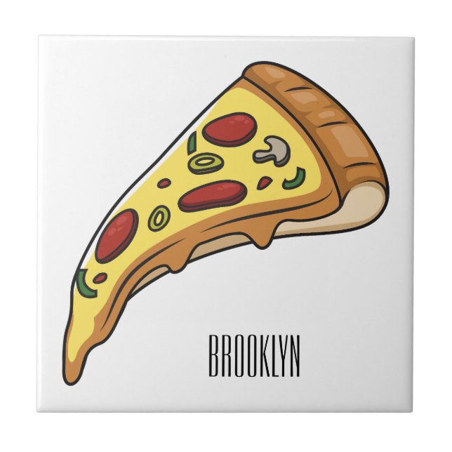Pizza-tecknad - illustration kakelplatta (Framsidan)