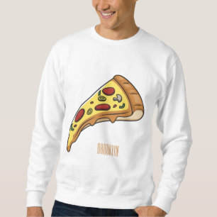 Pizza-tecknad - illustration lång ärmad tröja