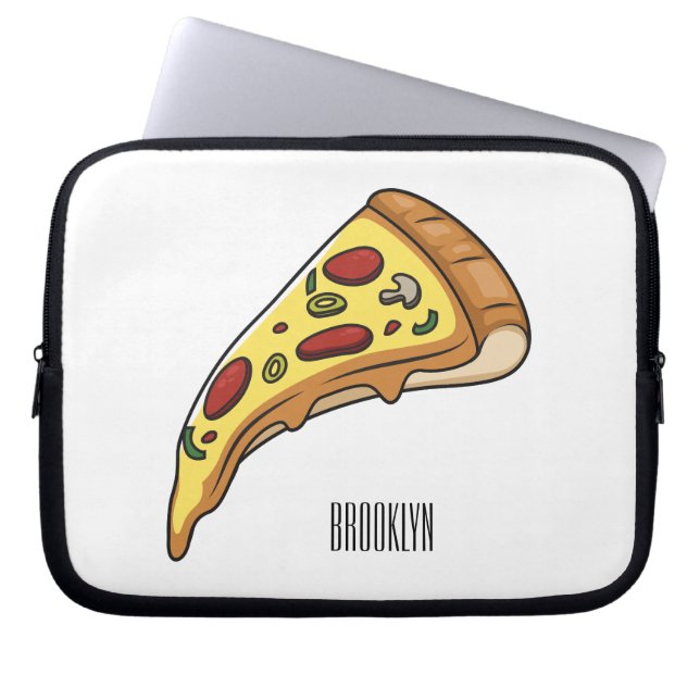 Pizza-tecknad - illustration laptop fodral (Framsidan)