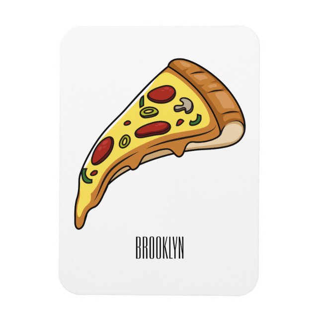 Pizza-tecknad - illustration magnet (Vertikal)