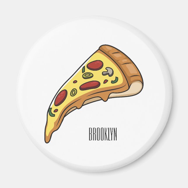 Pizza-tecknad - illustration magnet (Framsidan)