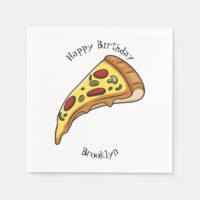 Pizza-tecknad - illustration pappersservett (Framsidan)