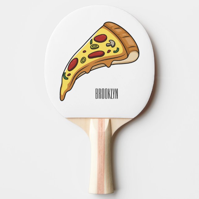 Pizza-tecknad - illustration pingisracket (Framsidan)