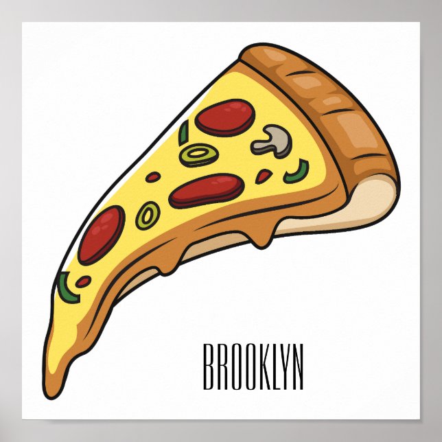 Pizza-tecknad - illustration poster (Framsidan)