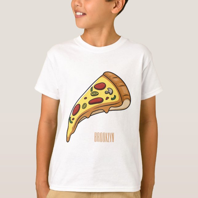 Pizza-tecknad - illustration t shirt (Framsida)