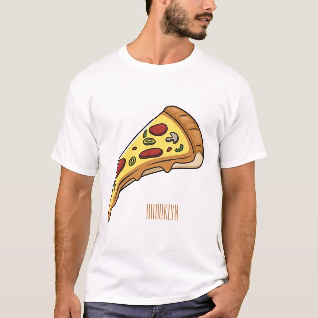 Pizza-tecknad - illustration t shirt (Framsida)