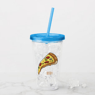 Pizza-tecknad - illustration take away mugg