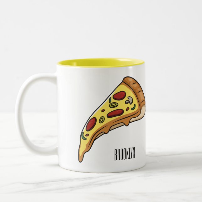 Pizza-tecknad - illustration Två-Tonad mugg (Vänster)