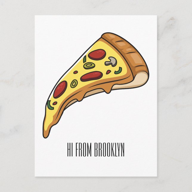 Pizza-tecknad - illustration vykort (Framsida)