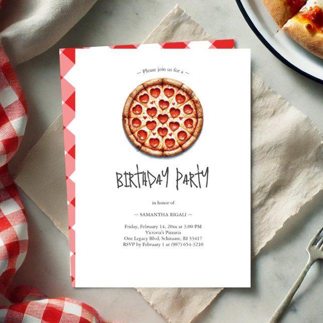Pizza Thated Avslappnad Birthday-inbjudningar Inbjudningar (Skapare uppladdad)