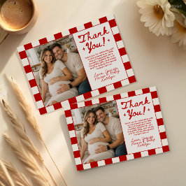 Pizza Theme Baby Shower Thank You Card with Photo Tack Kort