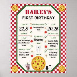 Pizza Theter Baby 1st Birthday Milestones Poster