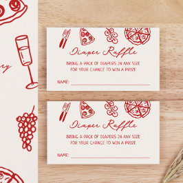 Pizza Theter Baby Shower Diaper Raffle Tilläggskort