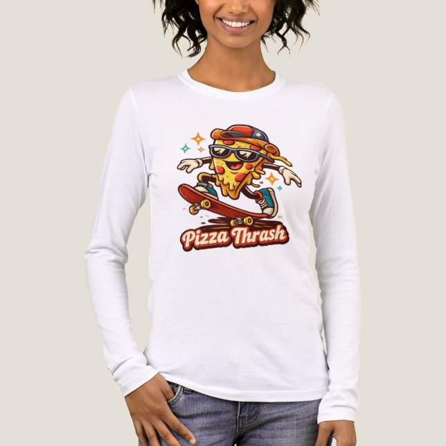 Pizza Thrash Funny Skate Pizza Shirt T (Framsida)