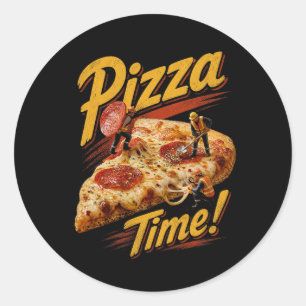 Pizza Tid! Runt Klistermärke