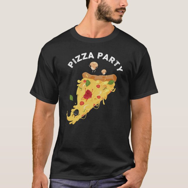 Pizza-tiden är lycklig t shirt (Framsida)