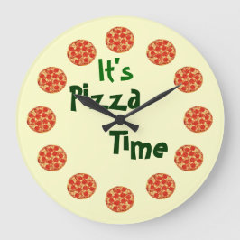 Pizza Time Clock Stor Klocka
