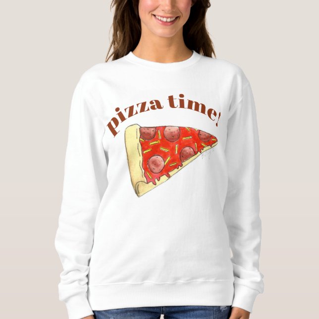 Pizza Time Pepperoni Cheese New York Slice Foodie Tee (Framsida)