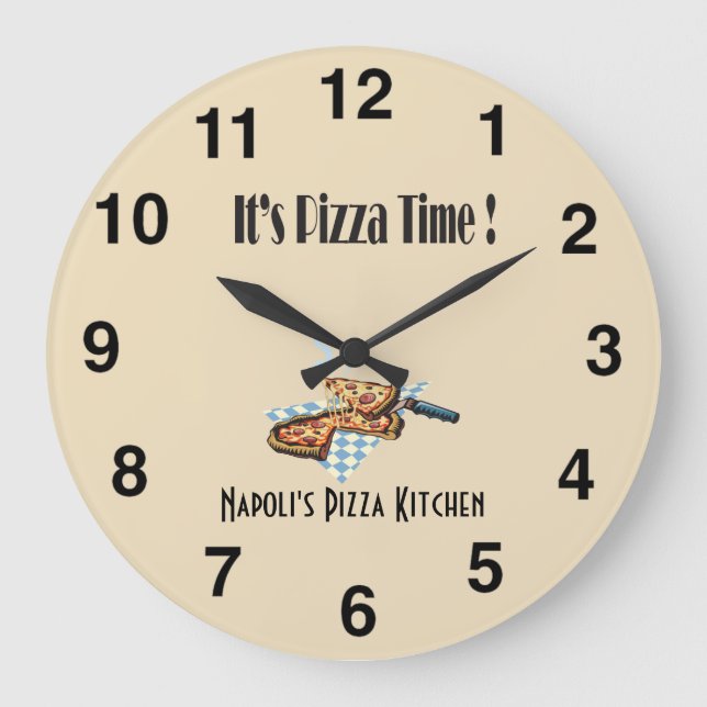 Pizza Time - Pizza Palor Clock Stor Klocka (Framsida)