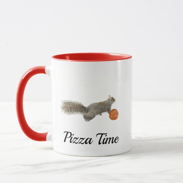 Pizza Time Squirrel Photo Mug Mugg (Vänster)