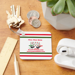 Pizza-tjänst,röd grönt,personlig nyckelring