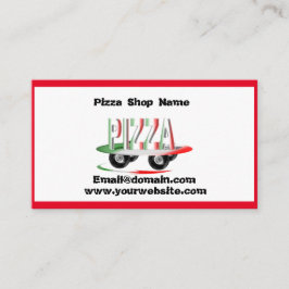Pizza-tjänst,röd grönt visitkort
