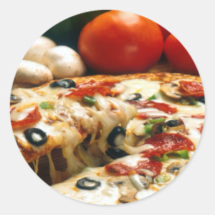 Pizza Tomatis Mushrumolife Cheese Runt Klistermärke