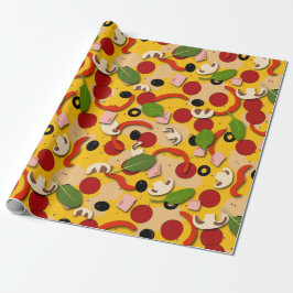 Pizza Topping Funny Tecknad Presentpapper