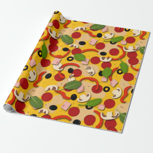 Pizza Topping Funny Tecknad Presentpapper