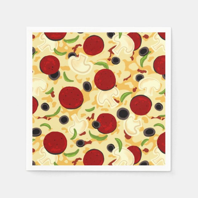 Pizza Toppings Mönster Pappersservett (Framsidan)