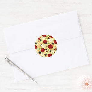 Pizza Toppings Mönster Runt Klistermärke