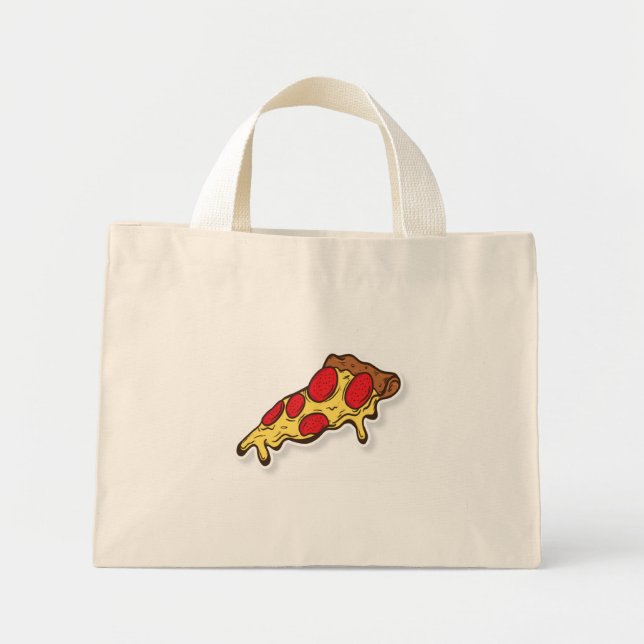 Pizza Tote Mini Tygkasse (Framsidan)