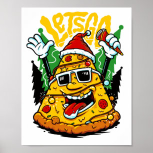 Pizza Träd Julbelysning Glad Crustmas Xmas Poster