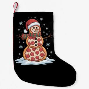 Pizza Träd Snömannen Santa Hatt Julfest Rolig Liten Julstrumpa