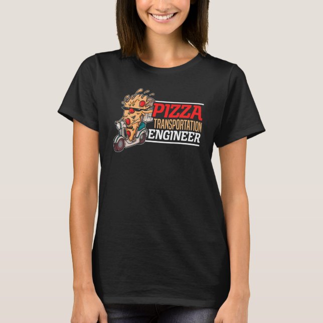 Pizza Transport Ingenjör Food Delivery Guy T Shirt (Framsida)