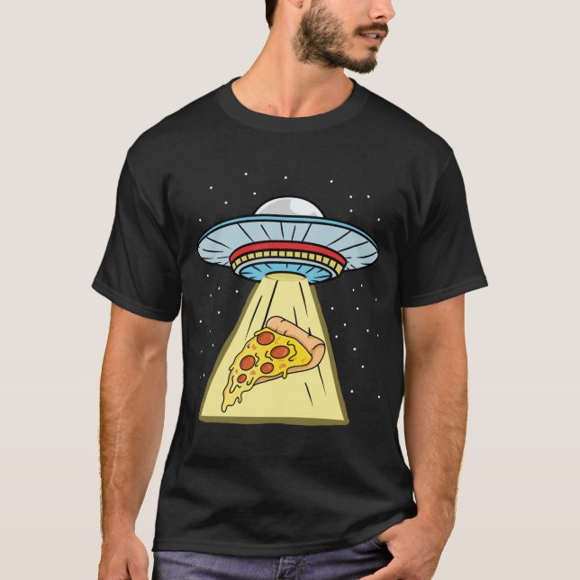 Pizza Ufo Abduction Pizza Älskare T Shirt (Framsida)