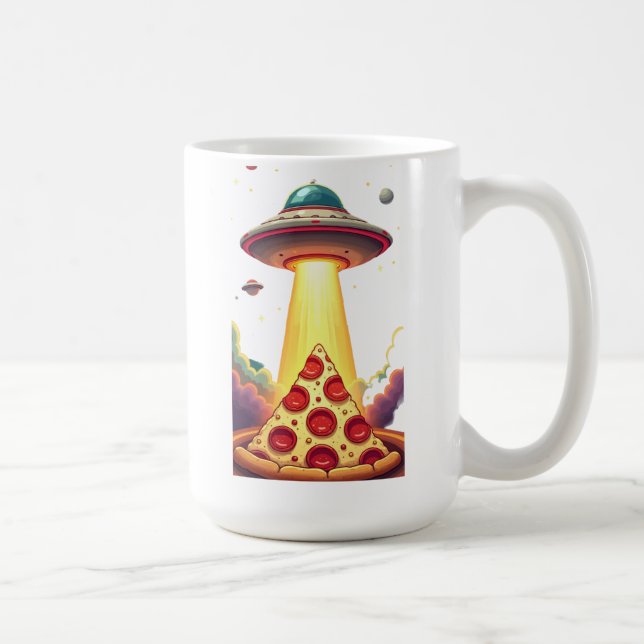 Pizza UFO-bortföranden Kaffemugg (Höger)