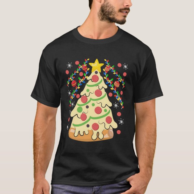 Pizza Ugly Sweater till jul T Shirt (Framsida)