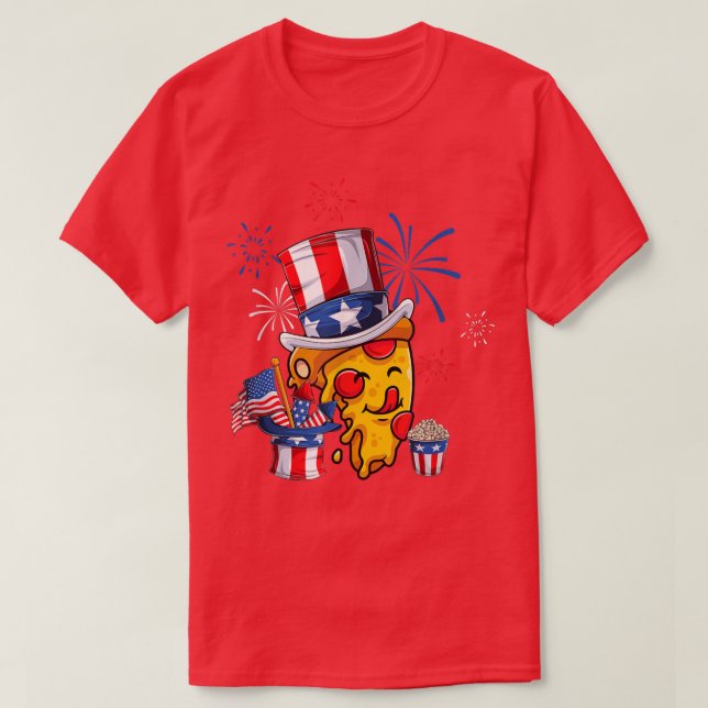 Pizza US American Flagga Rött vitt blått Hat Firec T Shirt (Design framsida)