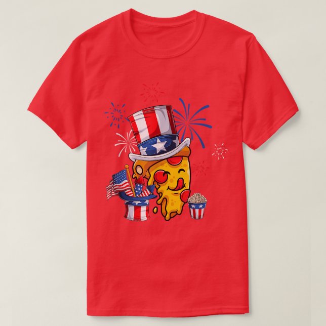 Pizza US American Flagga Rött vitt blått Hat Firec T Shirt (Design framsida)
